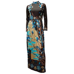 Retro 1970's Paganne Floral Pleated Dress