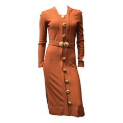 Vintage 1930s Rust Coloured Belted Dress