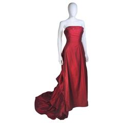 DANIEL JAMES CANTU Burgundy Raw Silk Gown Size 2-4 10