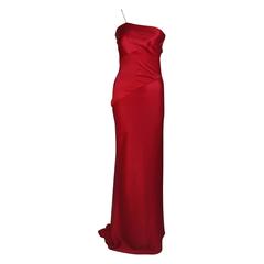 CANTU & CASTILLO Red Silk Bias Cut Asymmetrical Gown Size 2-4 11