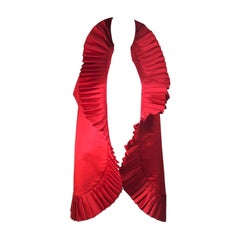 ELIZABETH MASON COUTURE PLEATS ME Dramatic Red Silk Wrap with Pleating