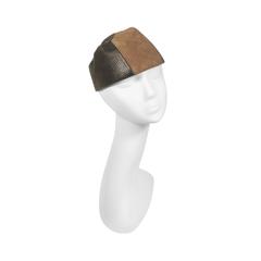 YVES SAINT LAURENT RIVE GAUCHE Suede and Leather Hat with Top Stitch Details 8