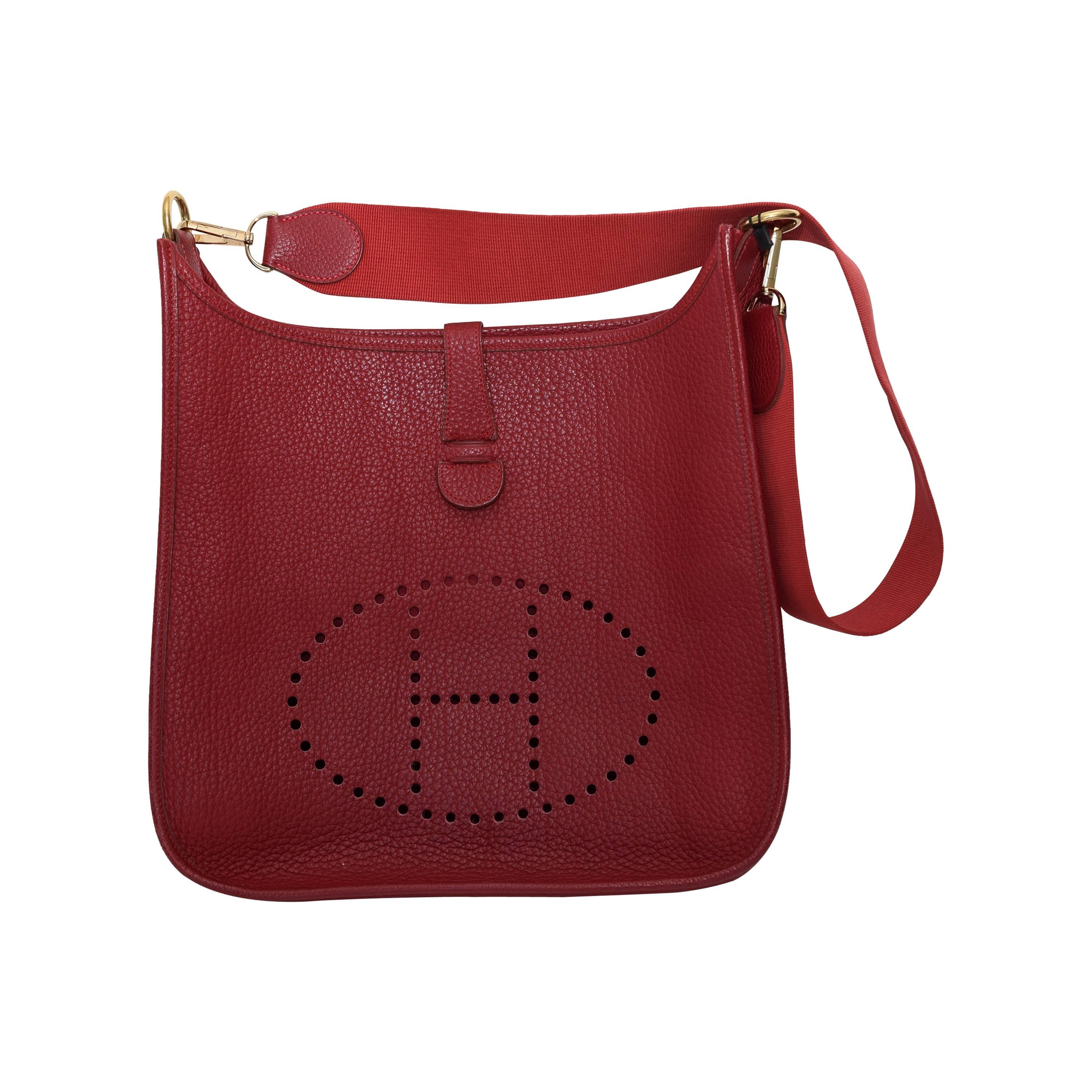 Hermes Evelyn GM Red Cross Body Bag