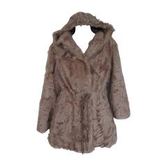 Vintage Hooded light weight soft fur coat