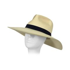 Vintage Wide brim fineley woven Panama fedora style hat 1940s