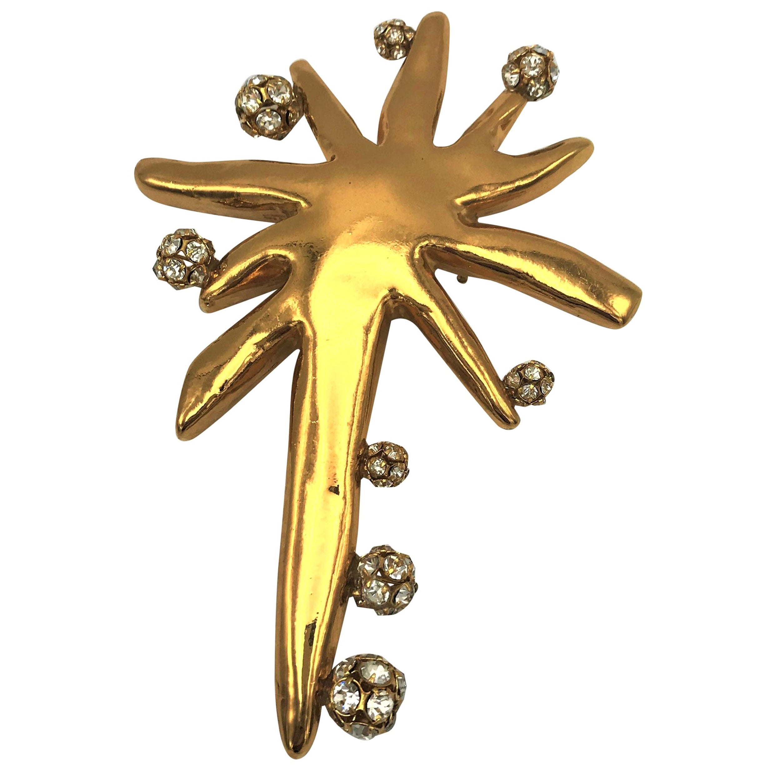 Christian Lacroix star brooch with glittering balls, gold toned Resin 1980/90s For Sale