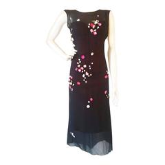 1990s Dolce and Gabbana black dress with flowers at 1stDibs