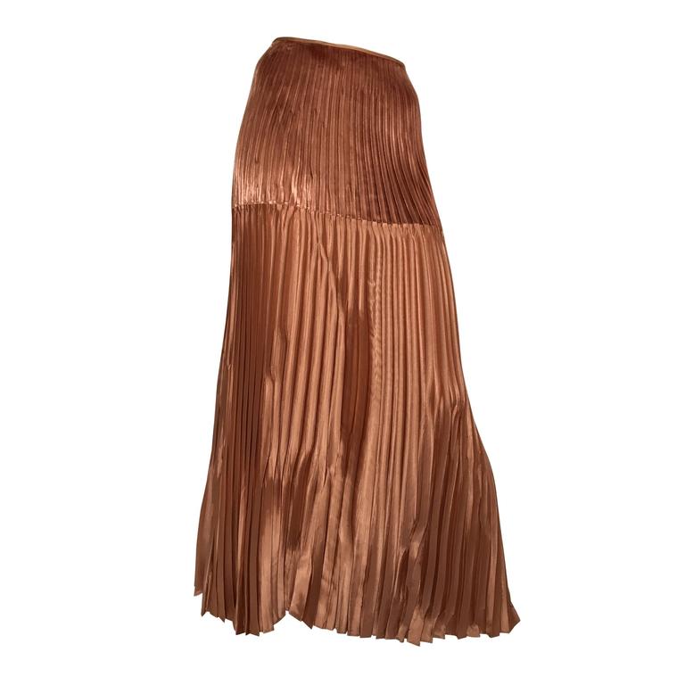 Simple Red Print Patchwork Silk Velvet Pleated Skirt Spring