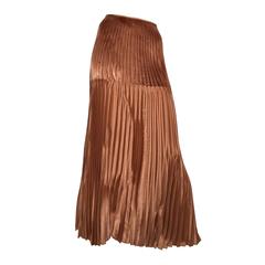 Used La Perla Copper Long Silk Velvet Pleated Skirt Size 6.