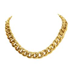 Celine Gold Curb Chain Link Choker Necklace sz M