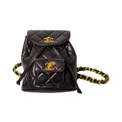 Chanel Vintage Black Quilted Lambskin Leather Mini Backpack Bag