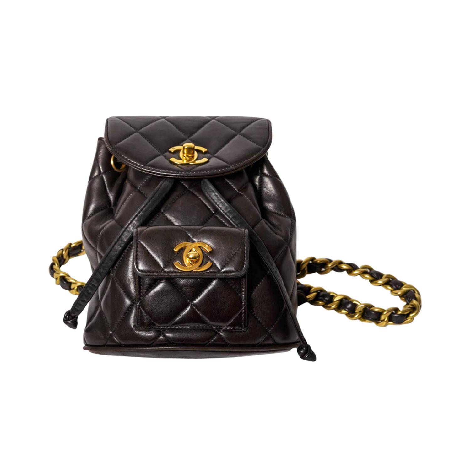 Chanel Vintage Black Quilted Lambskin Leather Mini Backpack Bag at 1stdibs