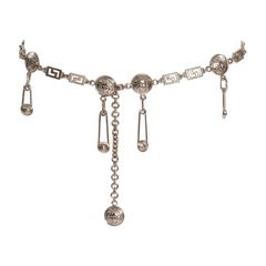 Vintage Gianni Versace Medusa & Safety Pin Link Chain Belt 