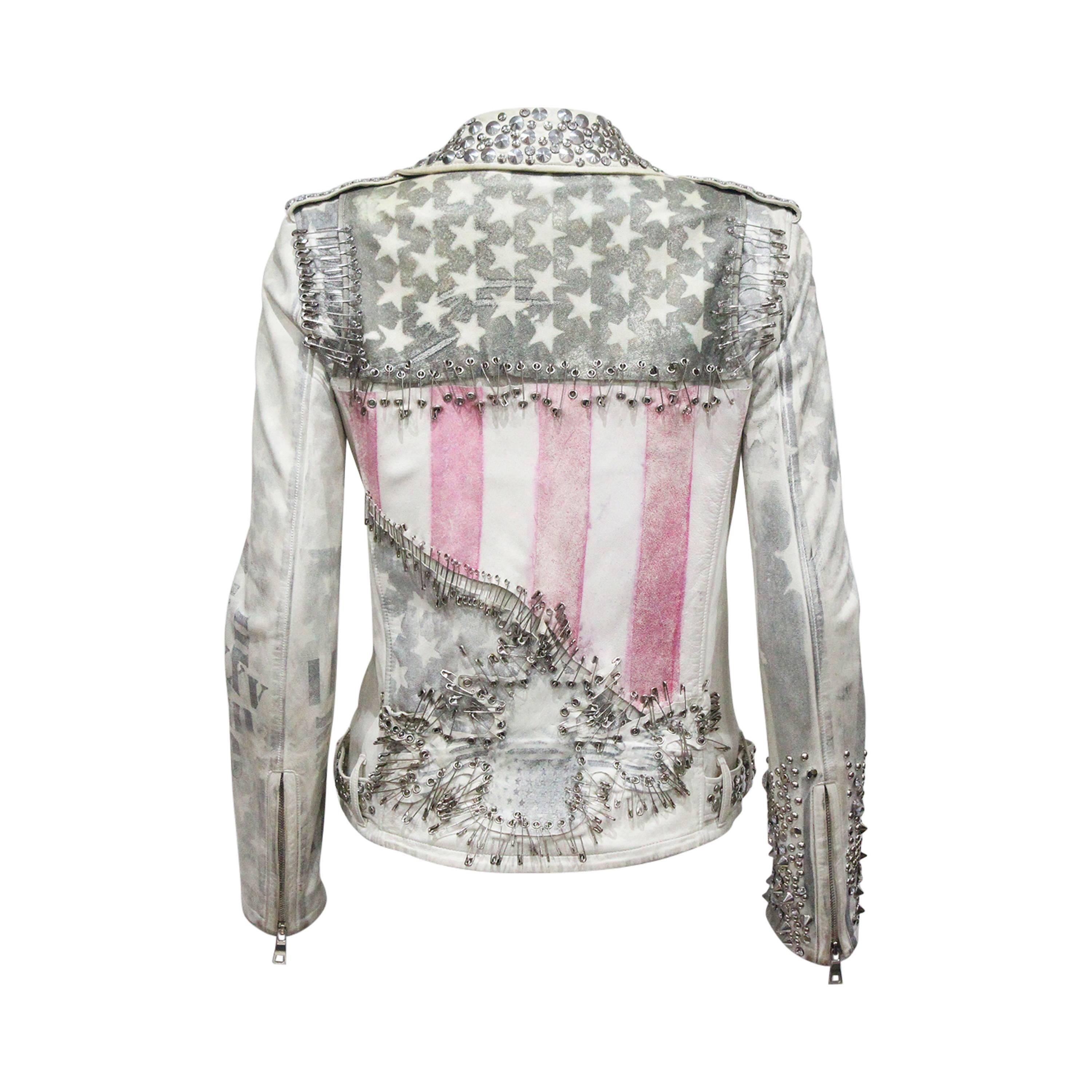 Balmain by Christophe Decarnin Nietenbesetzte Bikerjacke aus Leder:: c. 2011