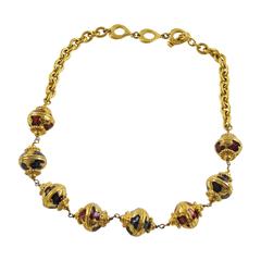 1980s Yves Saint Laurent Paris Signed Necklace Baroque Enamel Beads 9