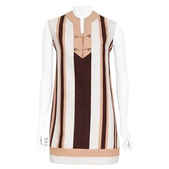 Vintage 1968 Gucci Couture Cotton-Pique Striped Ivory Pink Mod Mini Tunic Dress
