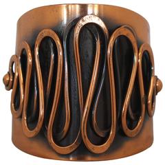 Rebajes Vintage Copper Rhythm Linear Cuff Bracelet - 1950's 5