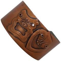 Rebajes Vintage Copper Comedy and Tragedy Cuff Bracelet - 1950's 11
