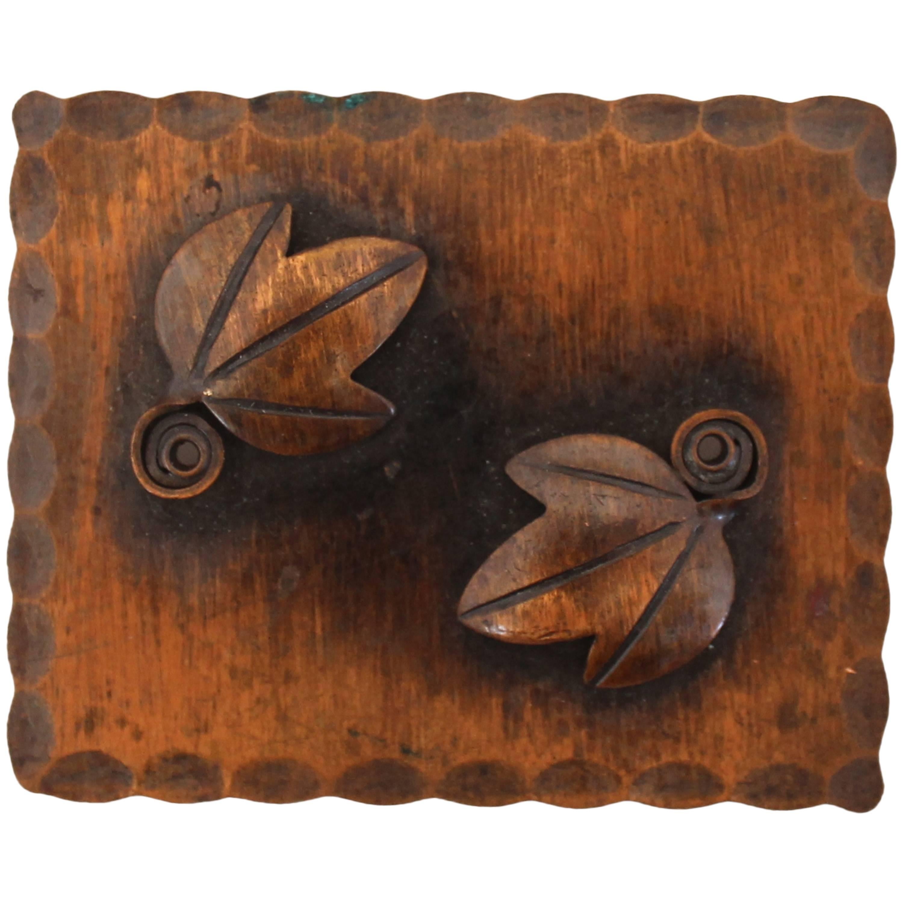 Rebajes Copper "Leaf Scroll Plaque" - Circa 1950's For Sale