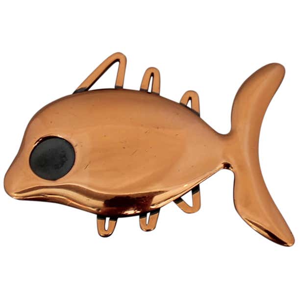 Renoir Vintage Copper Coral Fish Pin - 1950's at 1stDibs