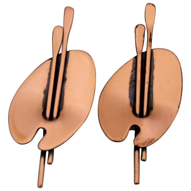 Renoir Vintage Copper Palette Clip Earrings 1950 S For At Renoir Vintage Copper Palette Clip Earrings 1950 S