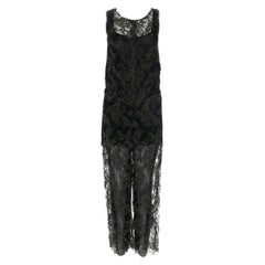 NEW Chanel Black Lace Embroidery Evening Jumpsuit Overall