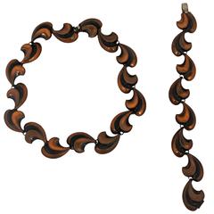 Rebajes Vintage Copper Heart-Shaped Petal Demi Parure - circa 1950's 6