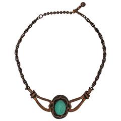 Rebajes Vintage Copper Necklace w/ Blue Stone - circa 1960's 7