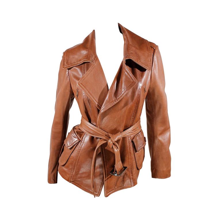 Donna Karan Leather Jacket in vintage-brown For Sale at 1stDibs ...