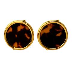 Vintage Yves Saint Laurent Tortoise-Shell Clip-On Earrings