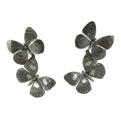 Silberfarbene Vintage-Schmetterlingsohrringe von Jean Paul Gaultier mit Schmetterling