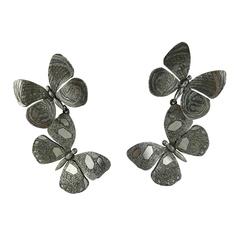 Jean Paul Gaultier Vintage Silver Tone Butterfly Dangling Earrings 11