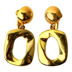 Vintage Yves Saint Laurent Gold-Plated Distorted Square Earrings