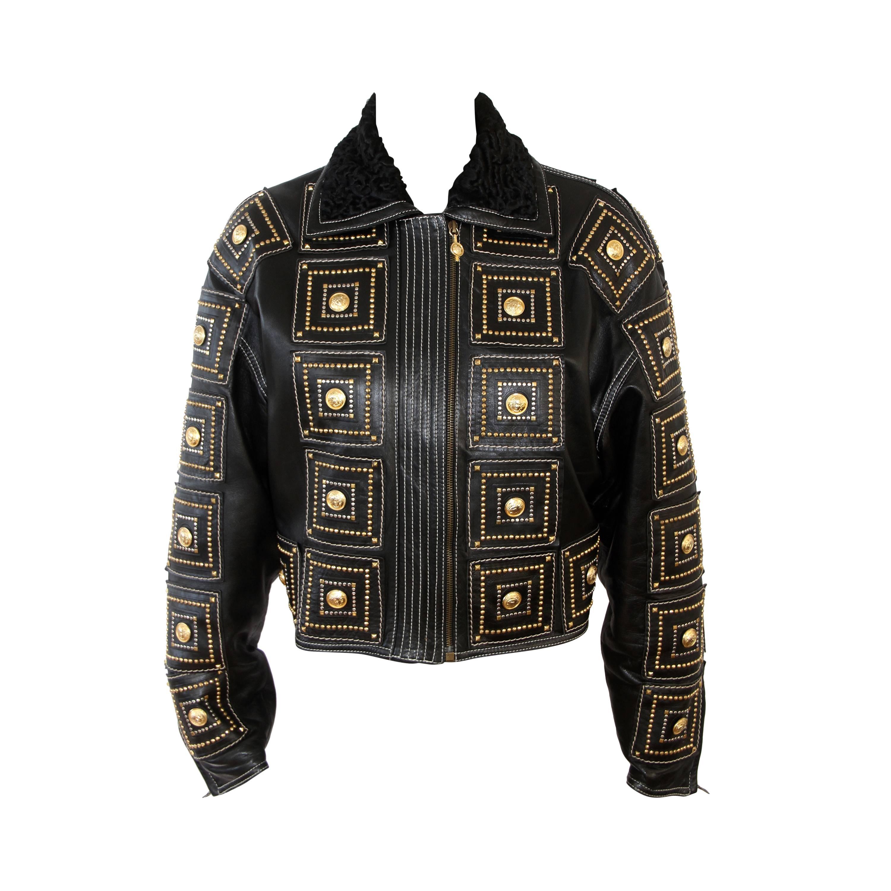 Museum Quality Gianni Versace Medusa Studded Jacket Fall 1992 For Sale