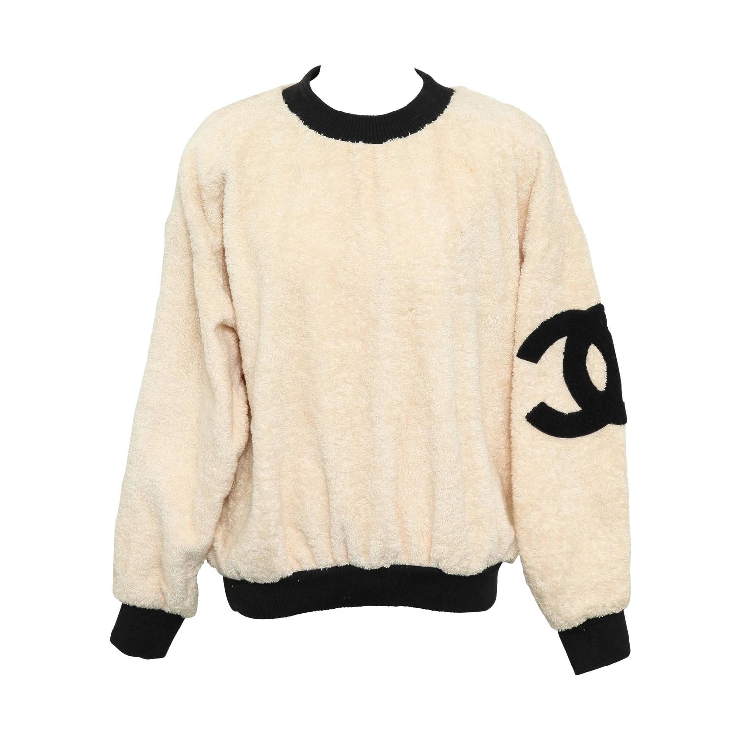 Vintage Chanel Sweat Shirt Sweater with Iconic CC at 1stdibs