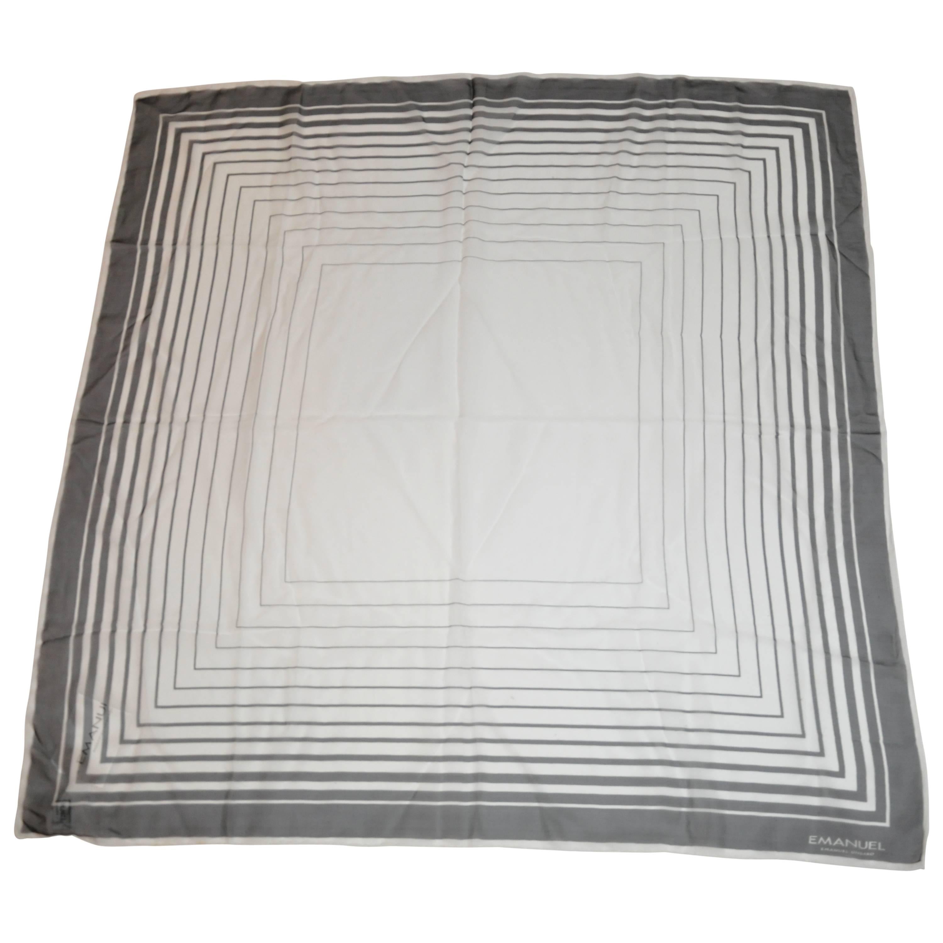 Emanuel Ungaro Black & White Silk Chiffon Abstract Scarf  For Sale