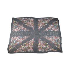 ALEXANDER MCQUEEN Black Large Floral Union Jack God Save Mcqueen Large Scarf