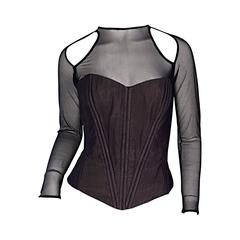 Sensational Vintage Vicky Tiel Couture Black Cut - Out Sexy Bustier Corset Top