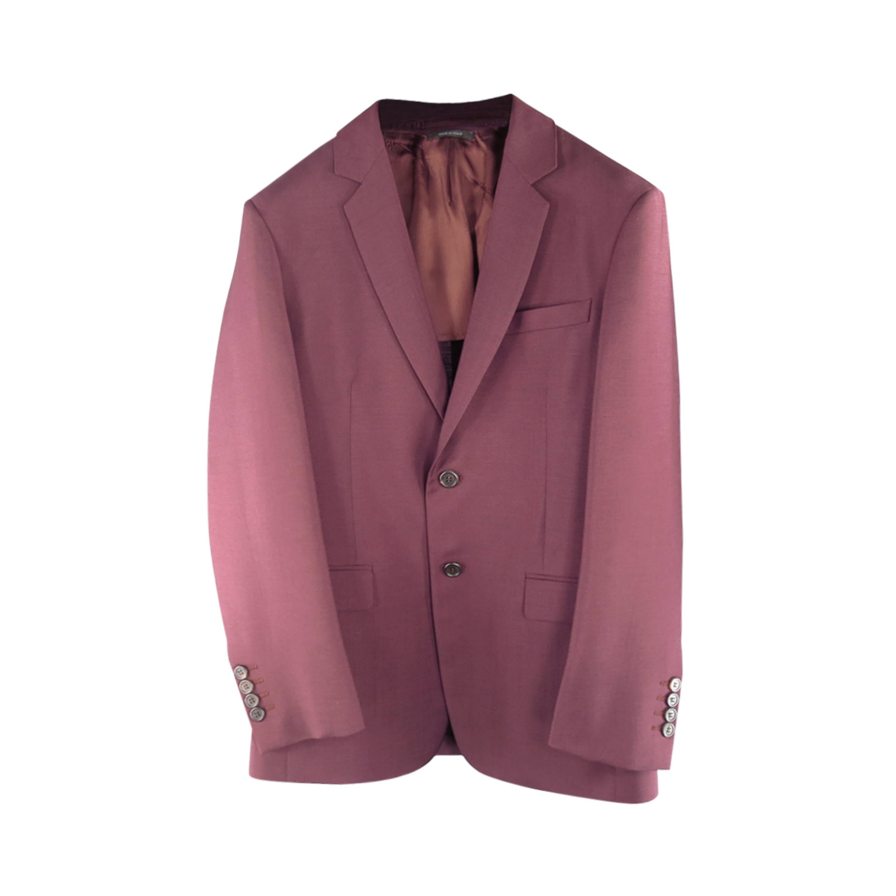 PRADA 36 Regular Burgundy Mohair / Wool Slim Notch Lapel 31 30 Suit