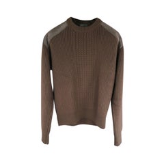 Prada Brown Wool Suede Shoulder Sweater, Size S 