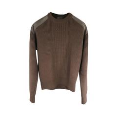 PRADA Size S Brown Wool Suede Shoulder Sweater 9