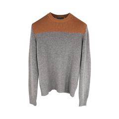 PRADA Men's Size XS Grey & Brown Color Blocked Wool Sweater