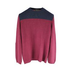PRADA Size XS Burgundy & Navy Color Blocked Wool Sweater