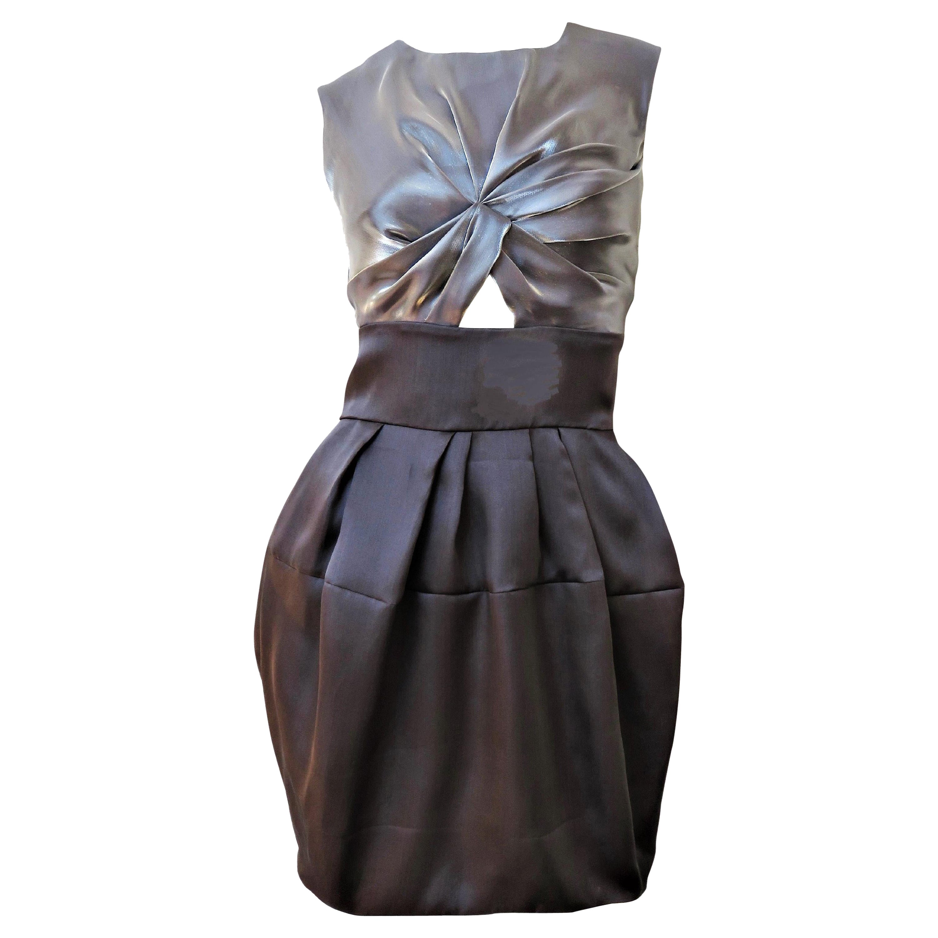 Christian Dior Color Block Silk Dress with Cut out For Sale