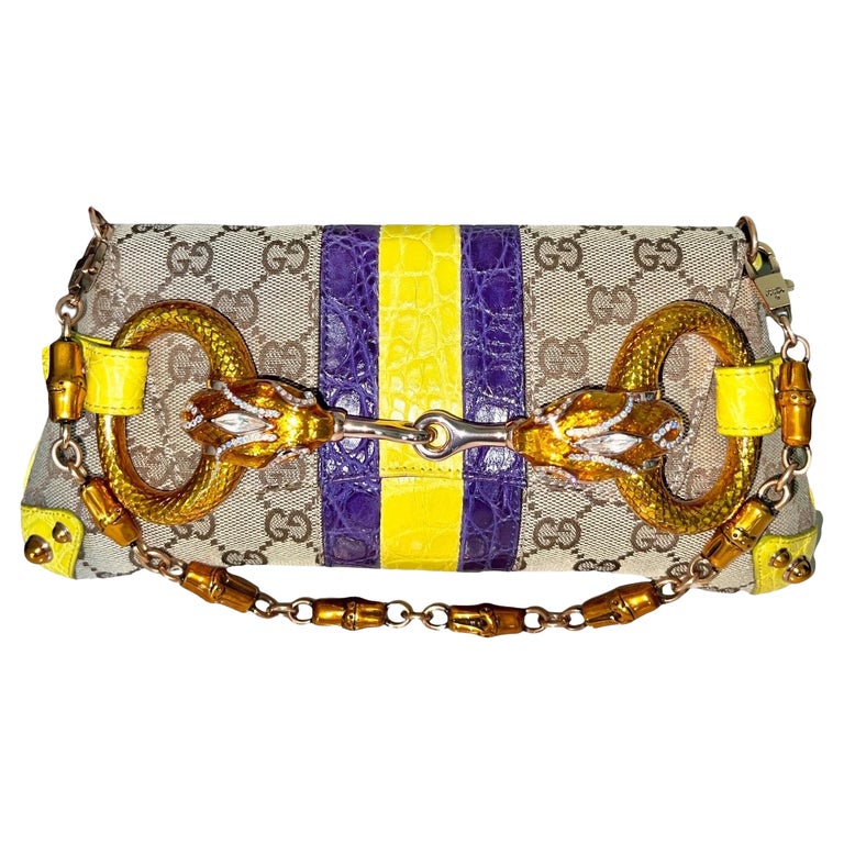 Gucci x Tom Ford Black Leather Gold Horsebit Chain Clutch Shoulder Flap Bag  at 1stDibs