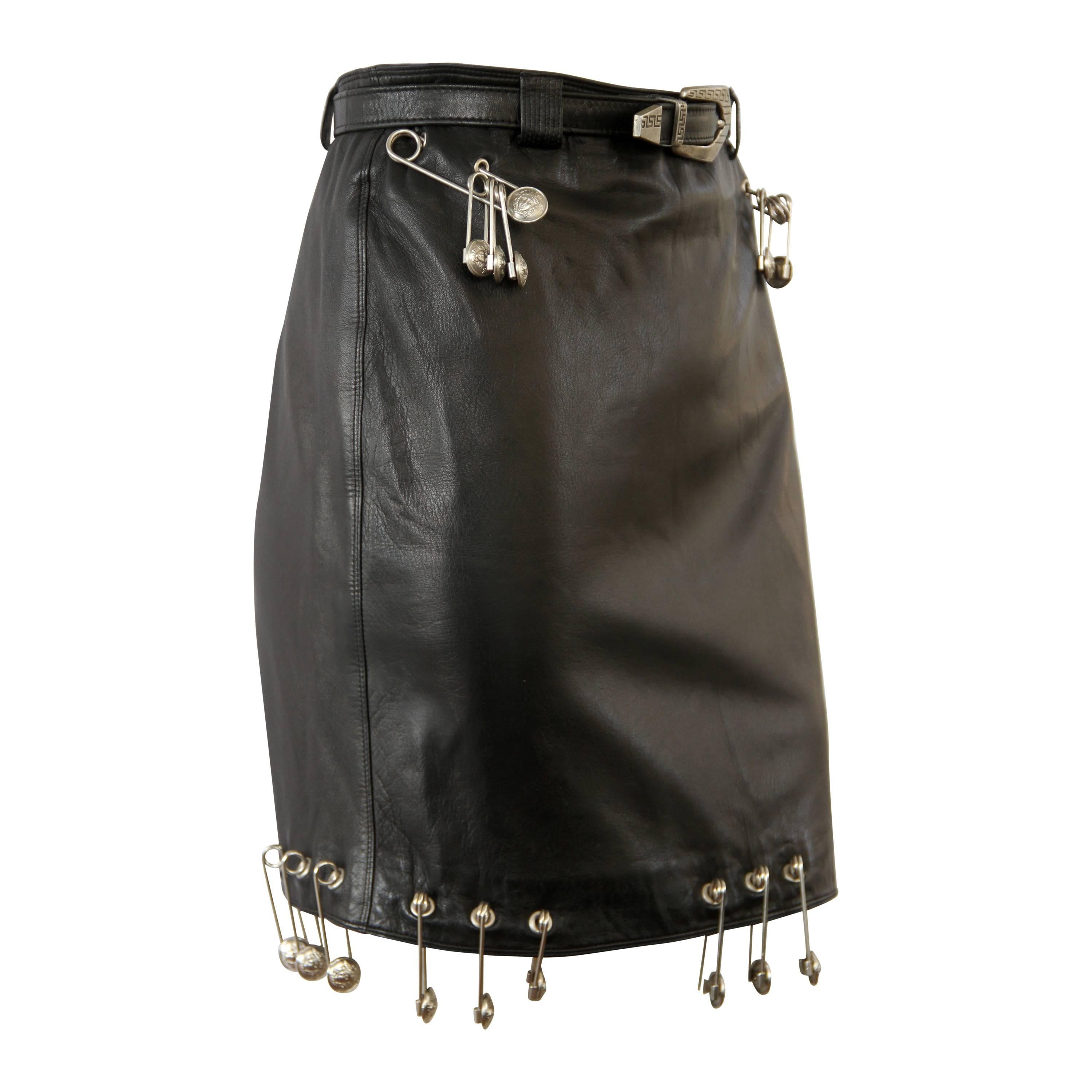 Iconic Gianni Versace Safety Pin Punk Mini Skirt Spring 1994 For Sale