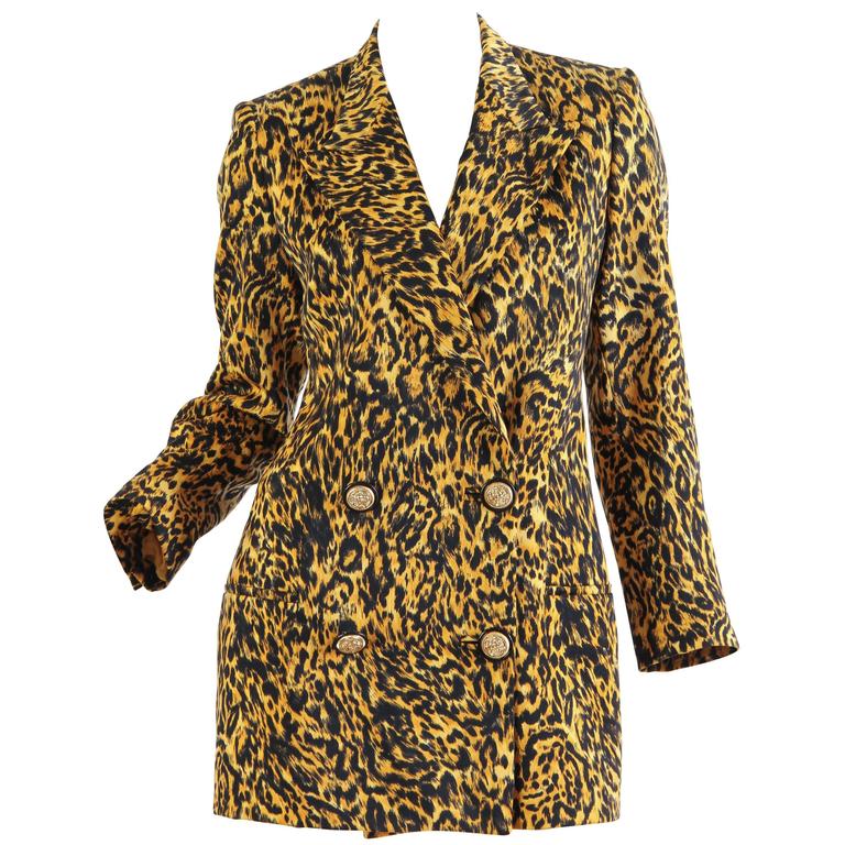 1990s Gianni Versace Couture Leopard Blazer For Sale at 1stdibs