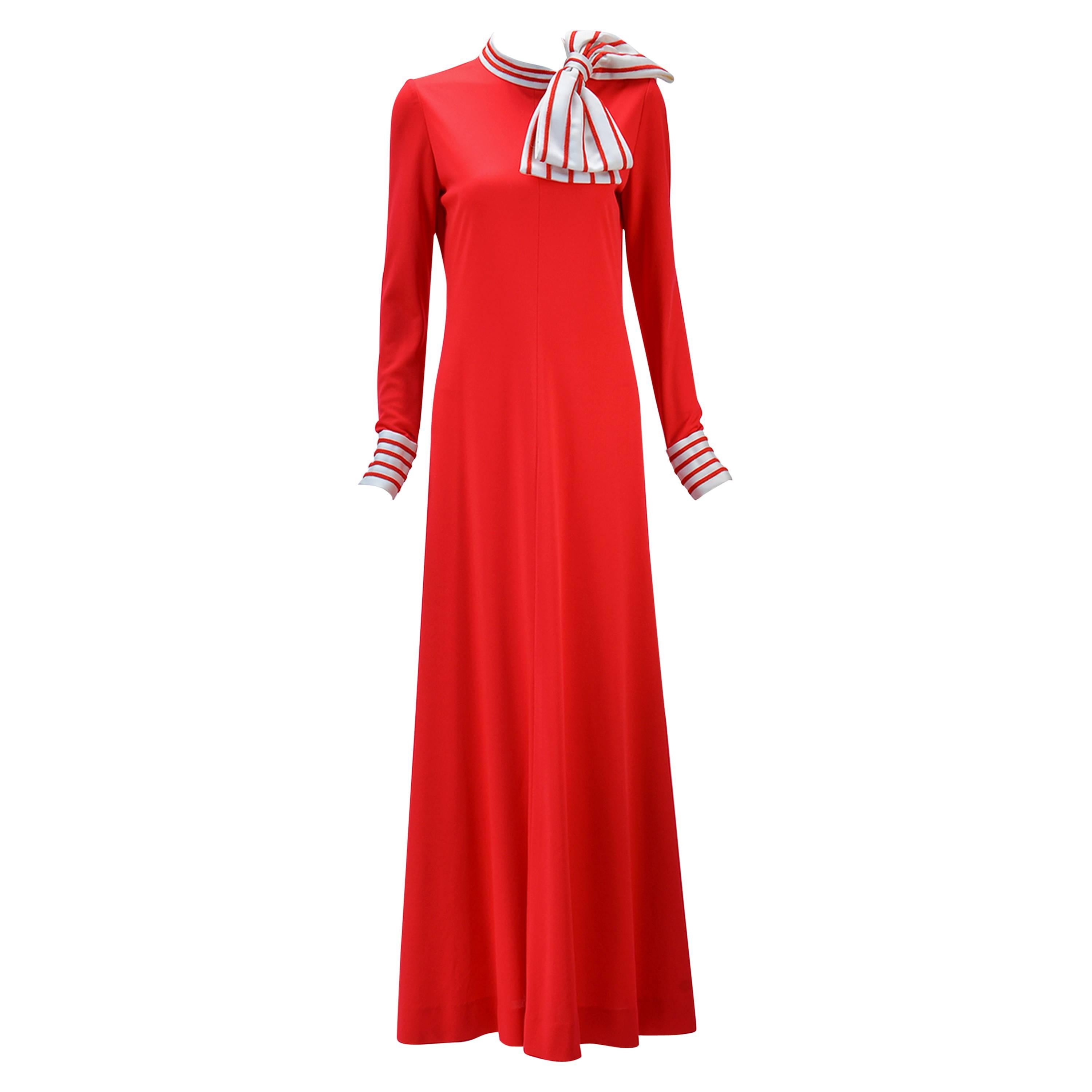 1970s Malcolm Star Red Knit Maxi Dress  For Sale