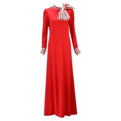 Vintage 1970s Malcolm Star Red Knit Maxi Dress 