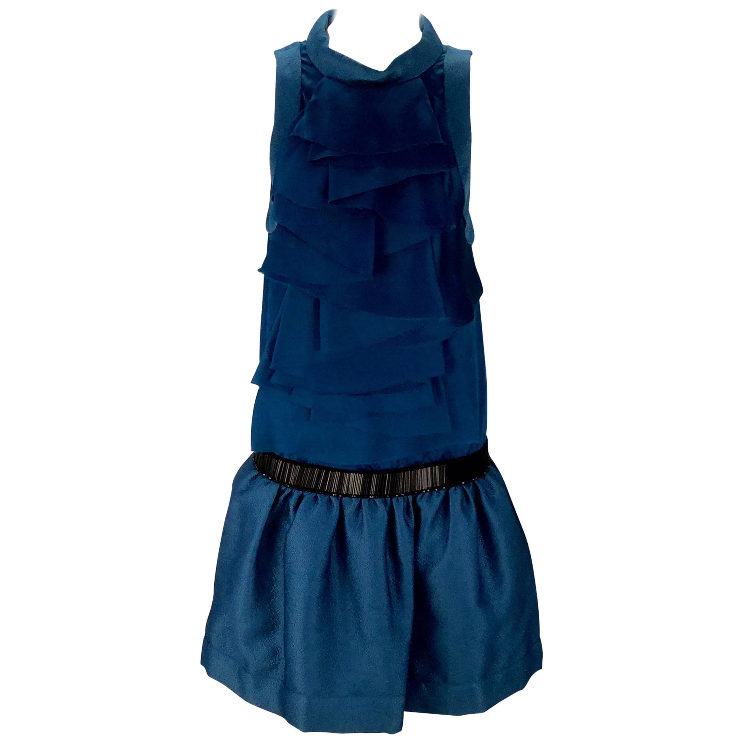 Biba Blue Drop Waist Mini Dress  For Sale